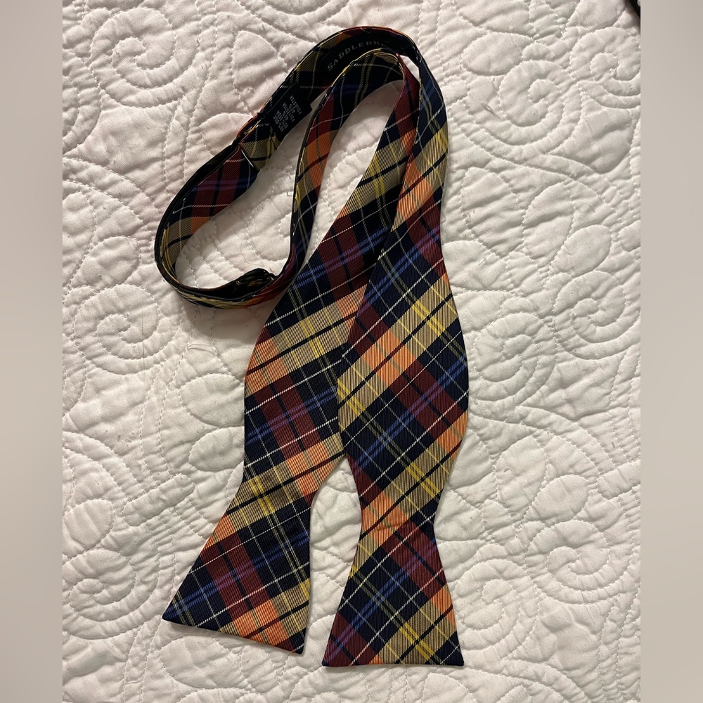 Saddlebred Bowtie Adjustable Red, Yellow, and Blue Plaid